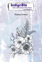 Flower Power A6 Red Rubber Stamp by Kay Halliwell-Sutton